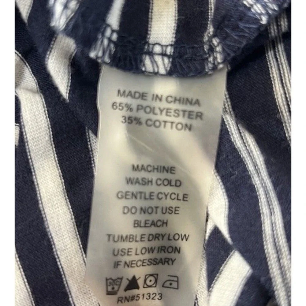 Two By Vince Camuto Navy White Striped Sleeveless Maxi Dress Large